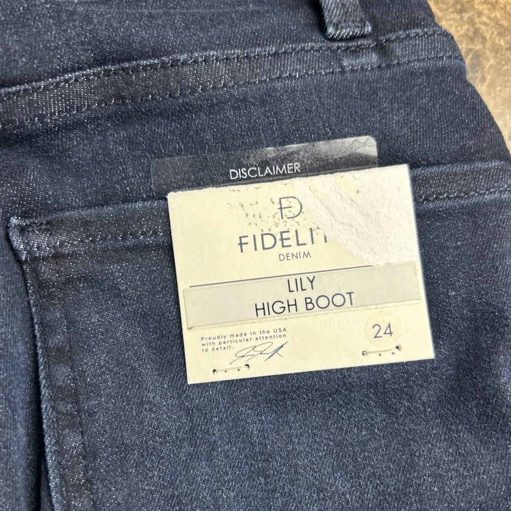 Fidelity Lily High Boot Jeans 24x32 Blue Denim - Picture 4 of 11